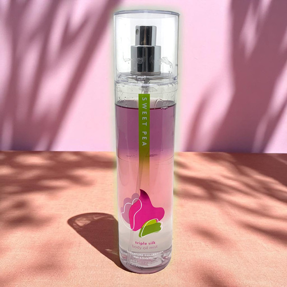 Bath & Body Works Triple Silk Body Oil Mist Sweet Pea 8 oz Discontinued READ - Picture 1 of 3